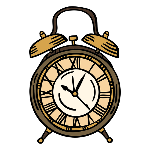 Hand drawn classic alarm clock PNG Design