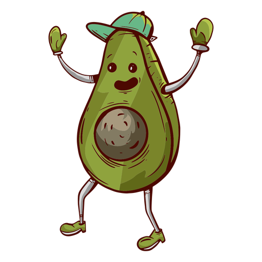 Hand drawn friendly face avocado PNG Design