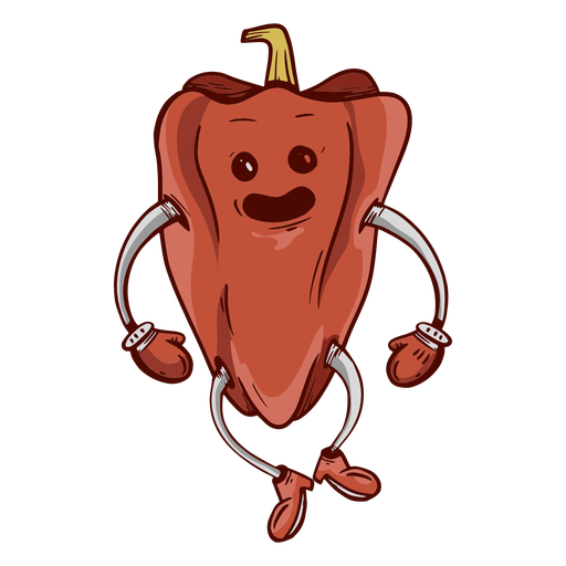 Hand drawn friendly face red pepper PNG Design