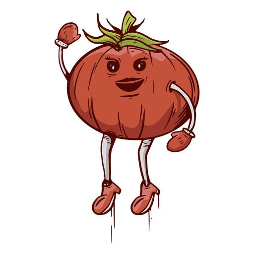 Hand drawn friendly face tomato PNG Design