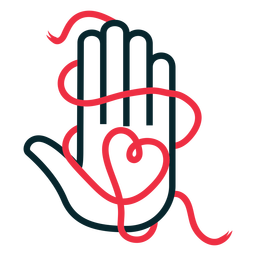Símbolo de adopción de cadena de corazón de mano