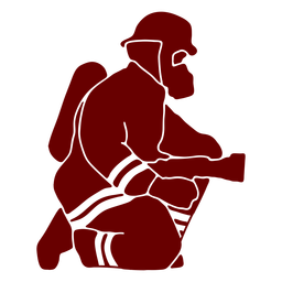 Silhueta de máscara de bombeiro ajoelhada Desenho PNG