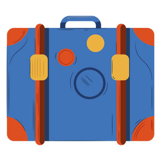 Ornage blue luggage illustration PNG Design