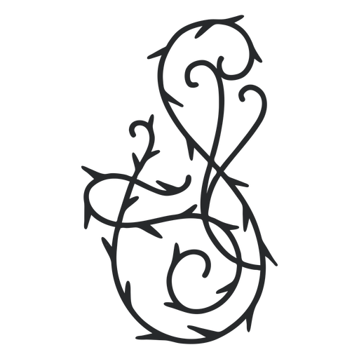 Ornamental swirl thorn stroke PNG Design