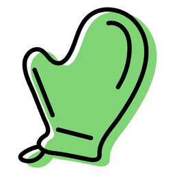Icono de manopla de horno verde plano Diseño PNG