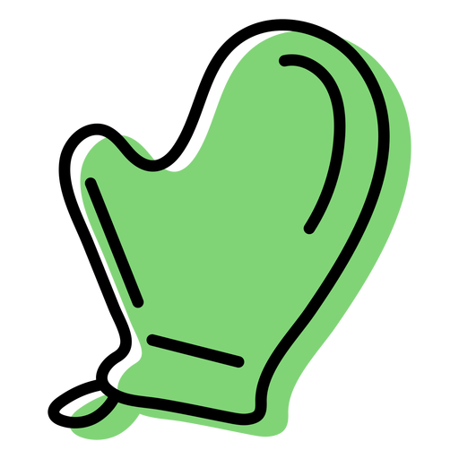 Icono de manopla de horno verde plano Diseño PNG