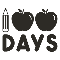 Lápis maçã 100 dias letras da escola Desenho PNG