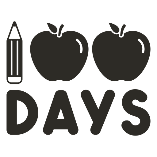 Download Pencil apple 100 days school lettering - Transparent PNG & SVG vector file