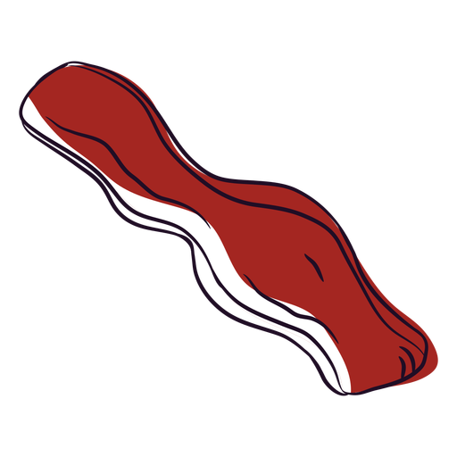 Red bacon icon hand drawn flat