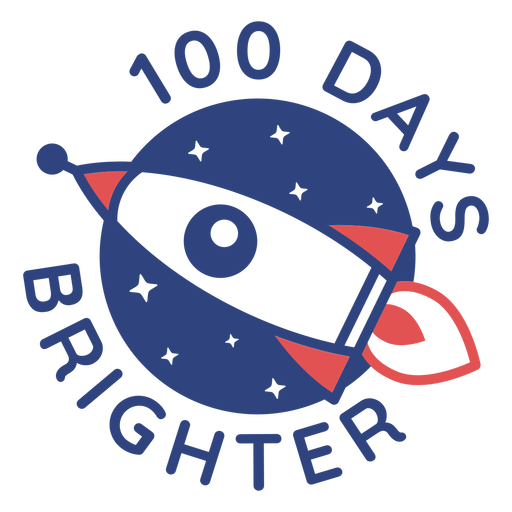 Rakete 100 Tage heller Schulbeschriftung PNG-Design