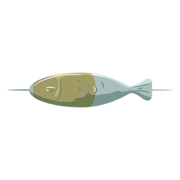 Skewer fish blue green flat symbol PNG Design
