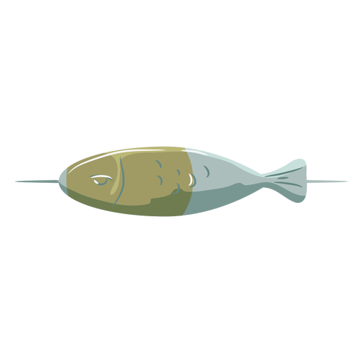 Espeto de peixe azul verde plana s?mbolo