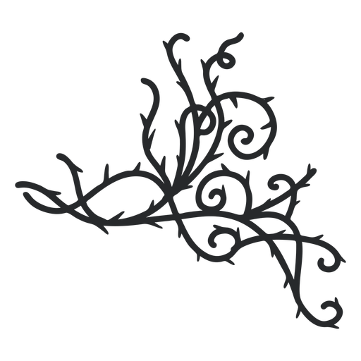 Triangular ornamental swirl thorn stroke PNG Design