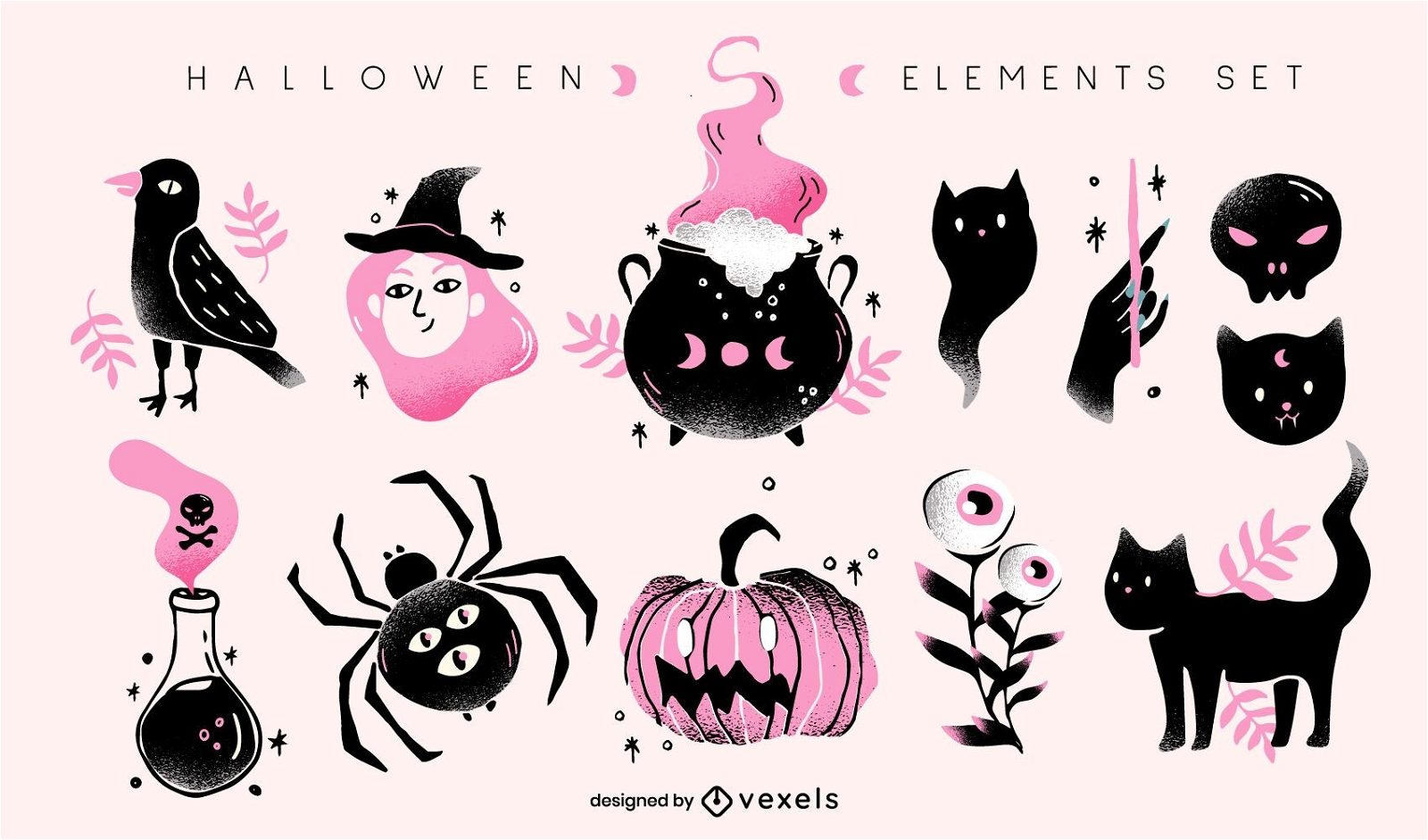 halloween elements illustration set