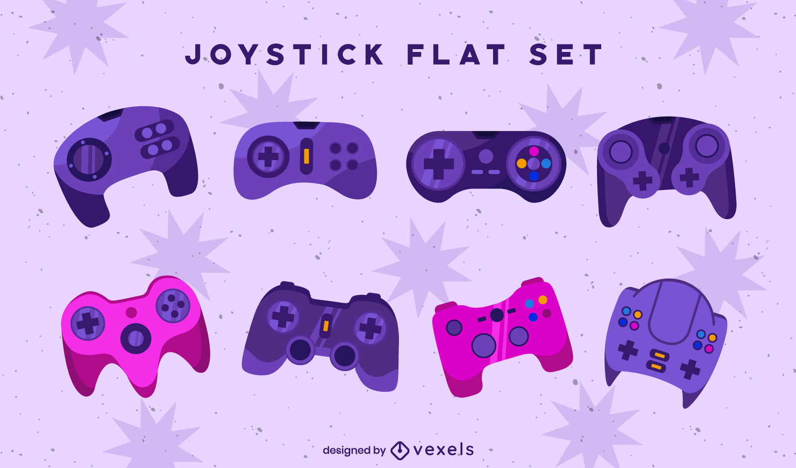 conjunto de ilustração plana de joystick