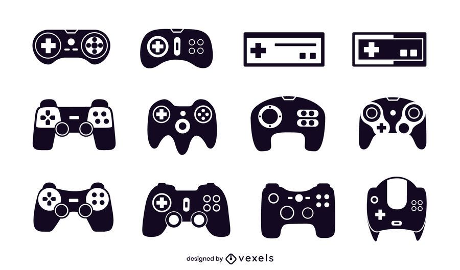 joystick black illustration set joystick black illustration set