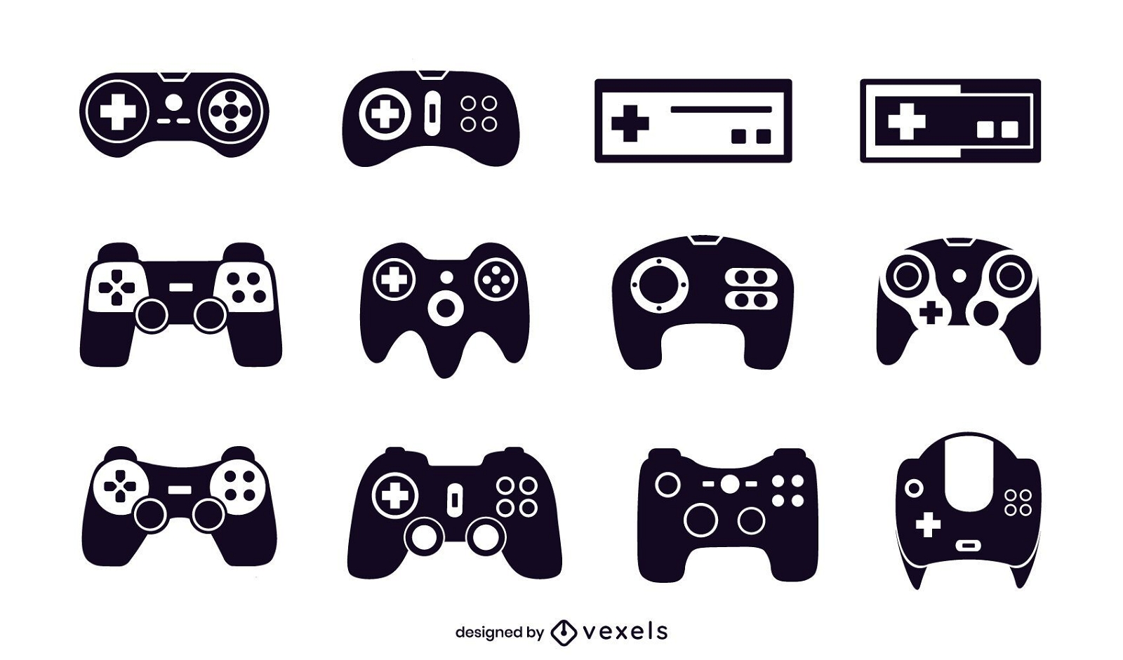 conjunto de ilustração de joystick preto