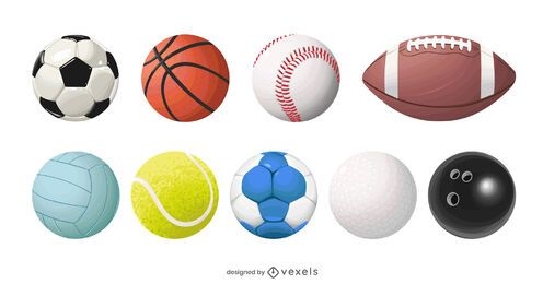 realistic sport balls set