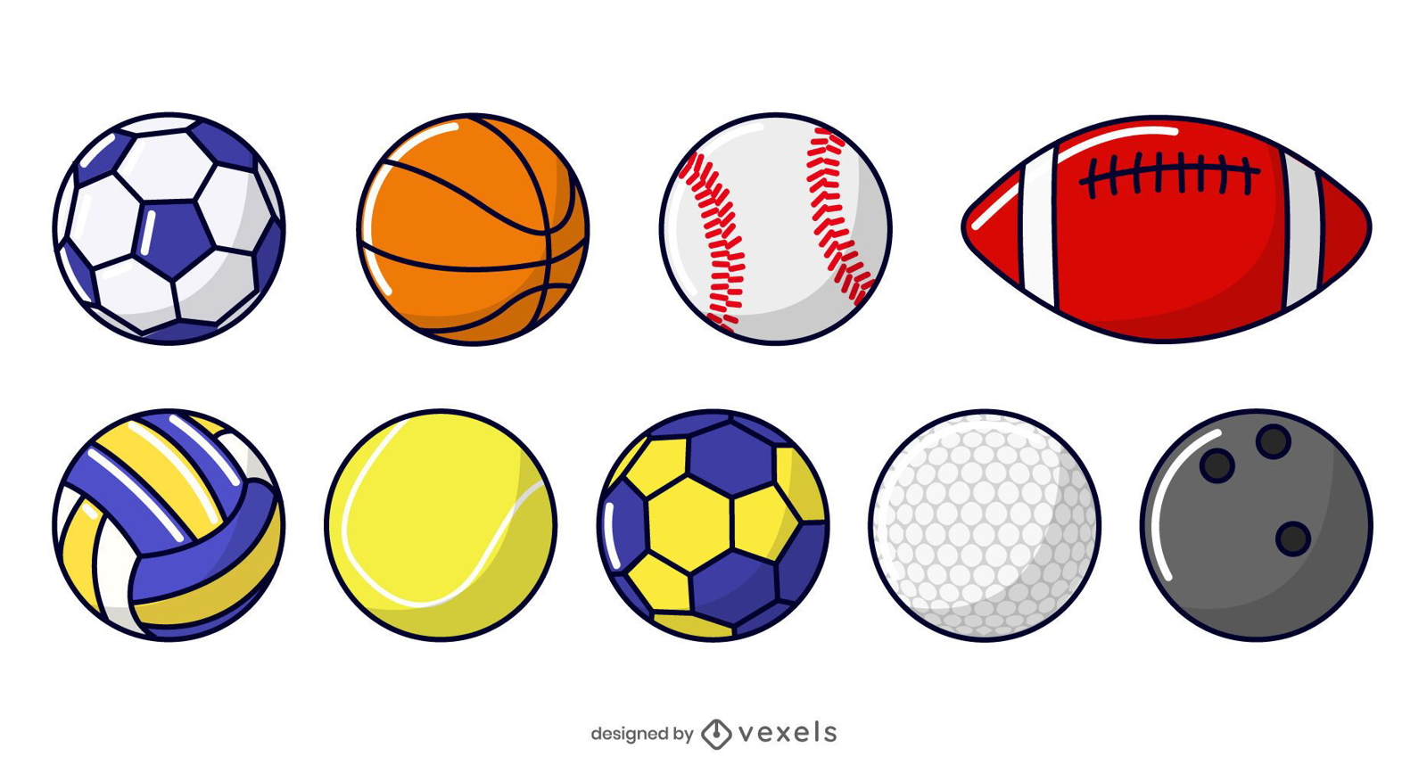 conjunto de ilustración de pelotas deportivas