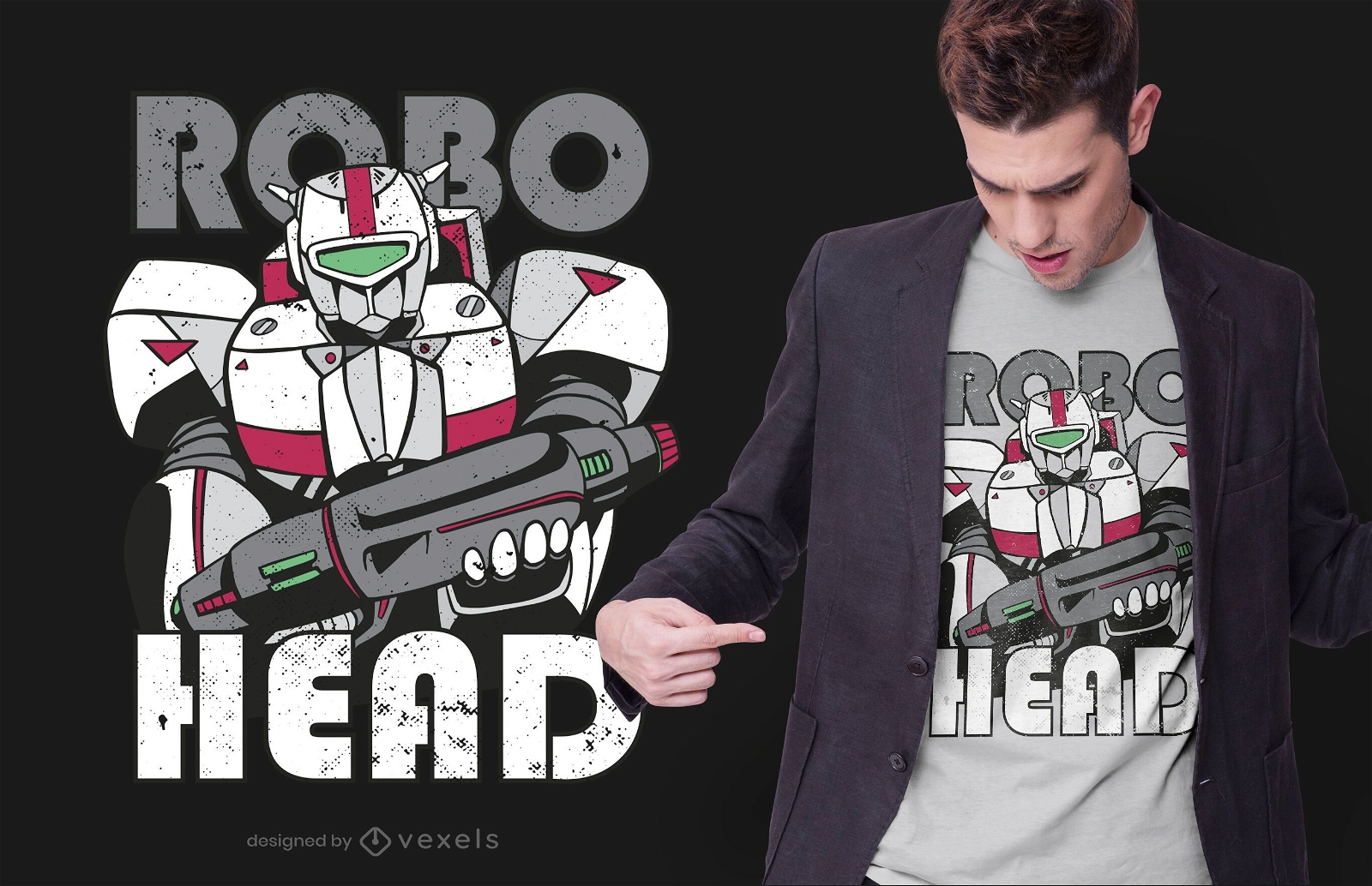 diseño de camiseta robo head