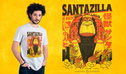 santazilla is back t-shirt design santazilla is back t-shirt design