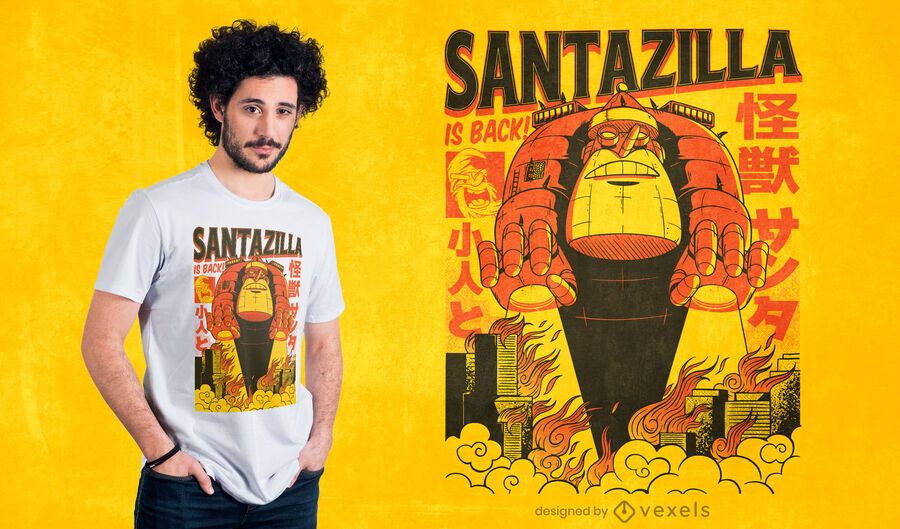 santazilla is back t-shirt design santazilla is back t-shirt design