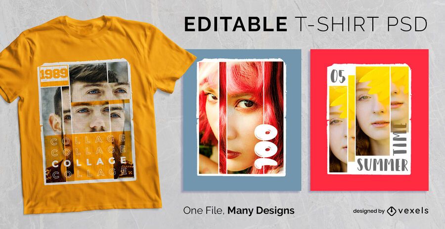 Retro Collage T-shirt Design PSD Retro Collage T-shirt Design PSD