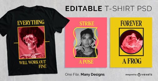 Design de t-shirt com moldura de texto simples PSD