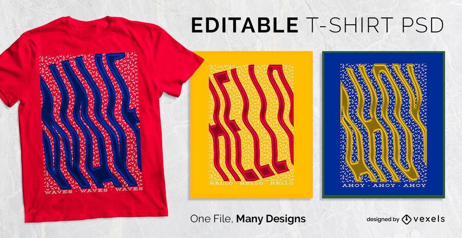 Wave Text T-shirt Design PSD Wave Text T-shirt Design PSD