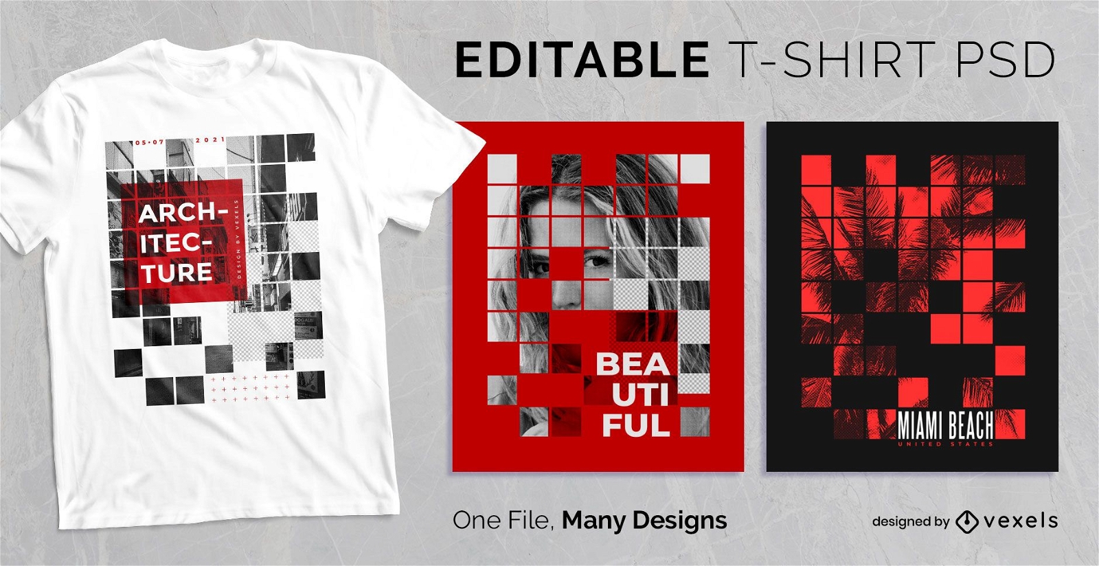 Abstraktes quadratisches Gitter-T-Shirt Design PSD