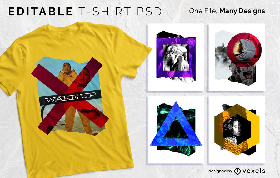 Shape Collage T-shirt Design PSD Shape Collage T-shirt Design PSD