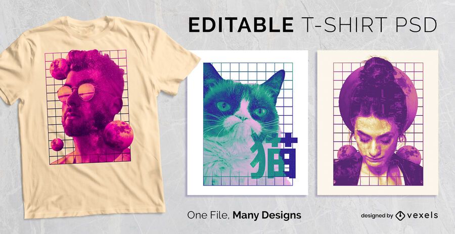 Grid Collage T-shirt Design PSD Grid Collage T-shirt Design PSD