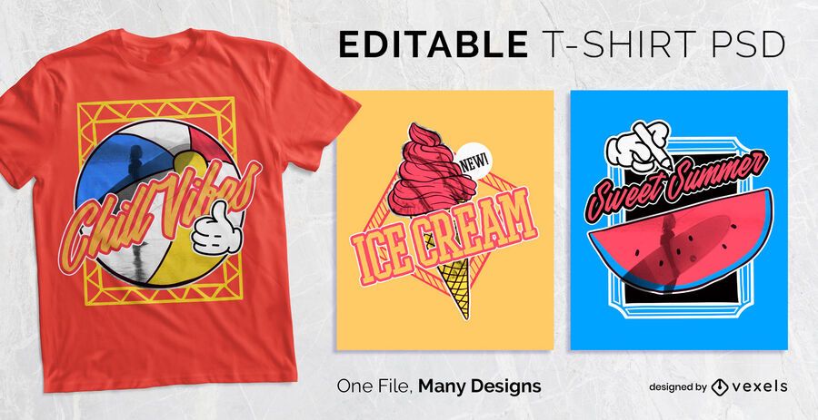 Colorful Frames and Lettering T-shirt Design PSD Colorful Frames and Lettering T-shirt Design PSD