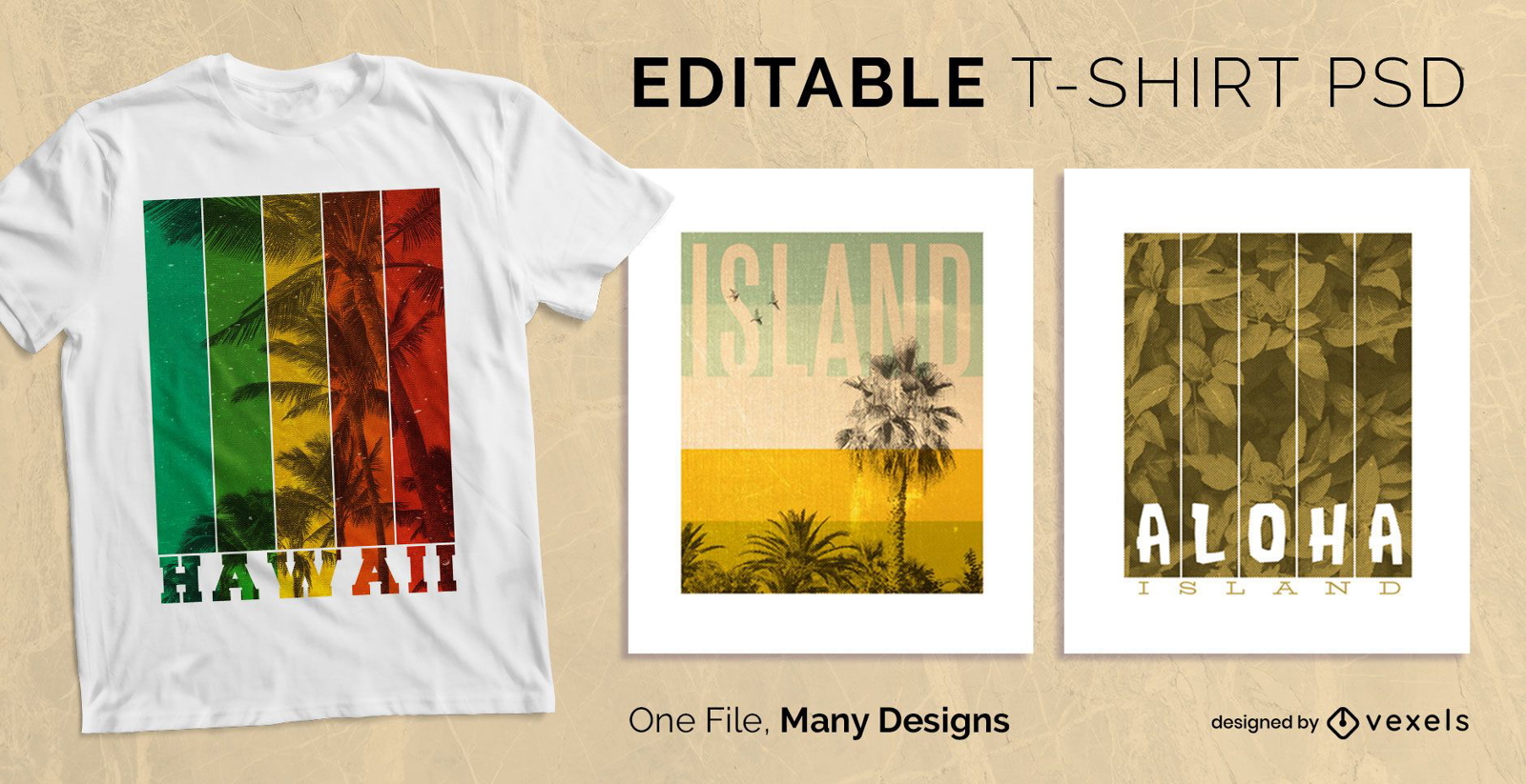 Landschaft gestreifter Effekt T-Shirt Design PSD