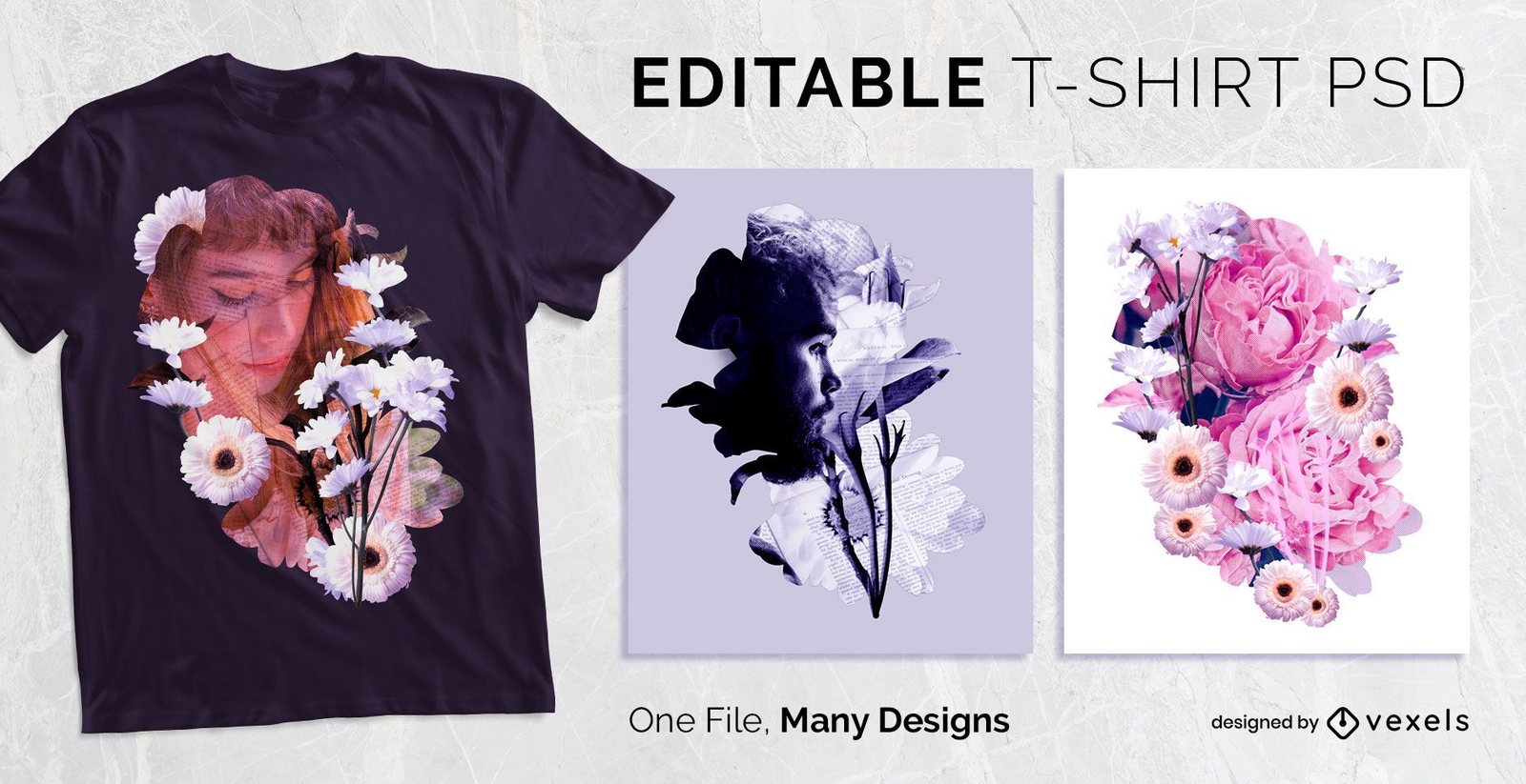 Blumeneffekt T-Shirt Design PSD