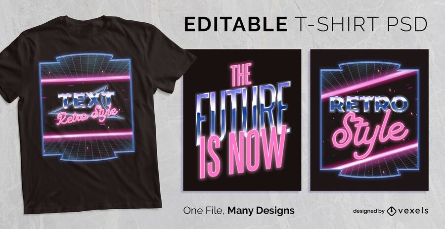 Retro Neon Text T-shirt Design PSD Retro Neon Text T-shirt Design PSD
