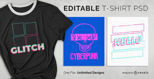 Glitch Effect T-shirt Design PSD