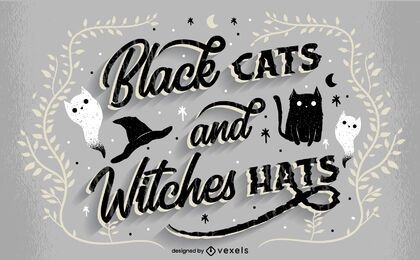 Gatos pretos letras de halloween