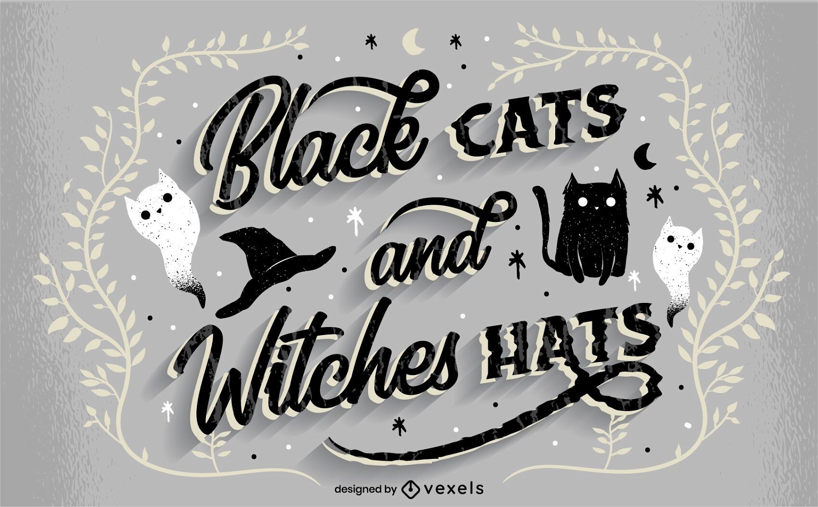 Halloween-Schriftzug der schwarzen Katzen