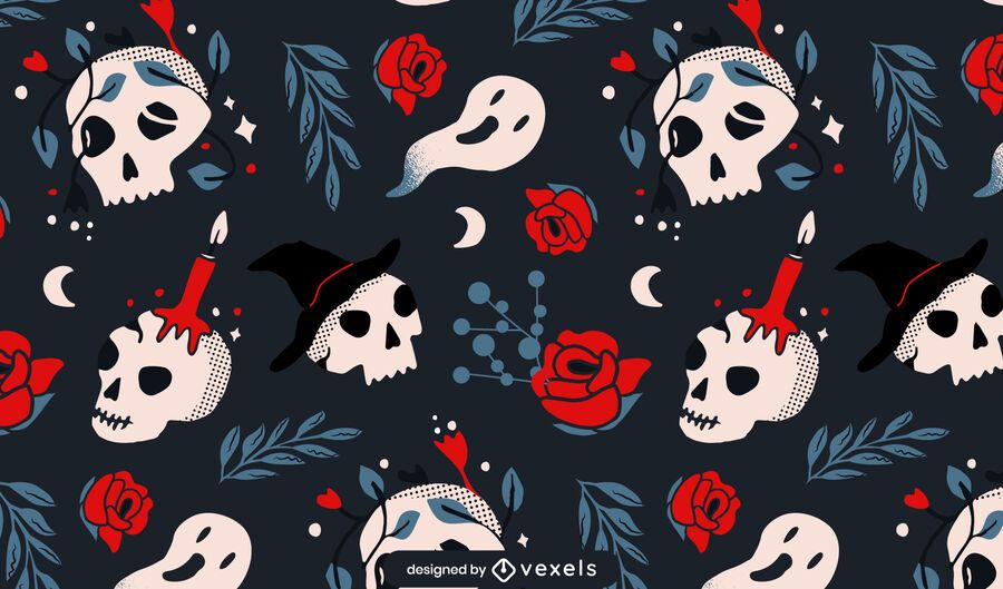 Halloween skulls roses pattern Halloween skulls roses pattern