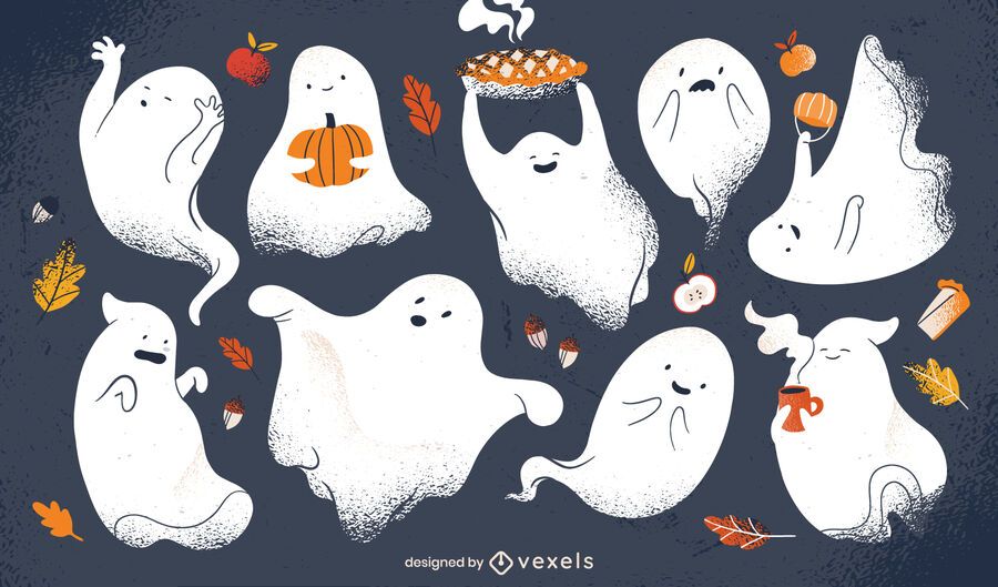 Halloween ghosts character set Halloween ghosts character set