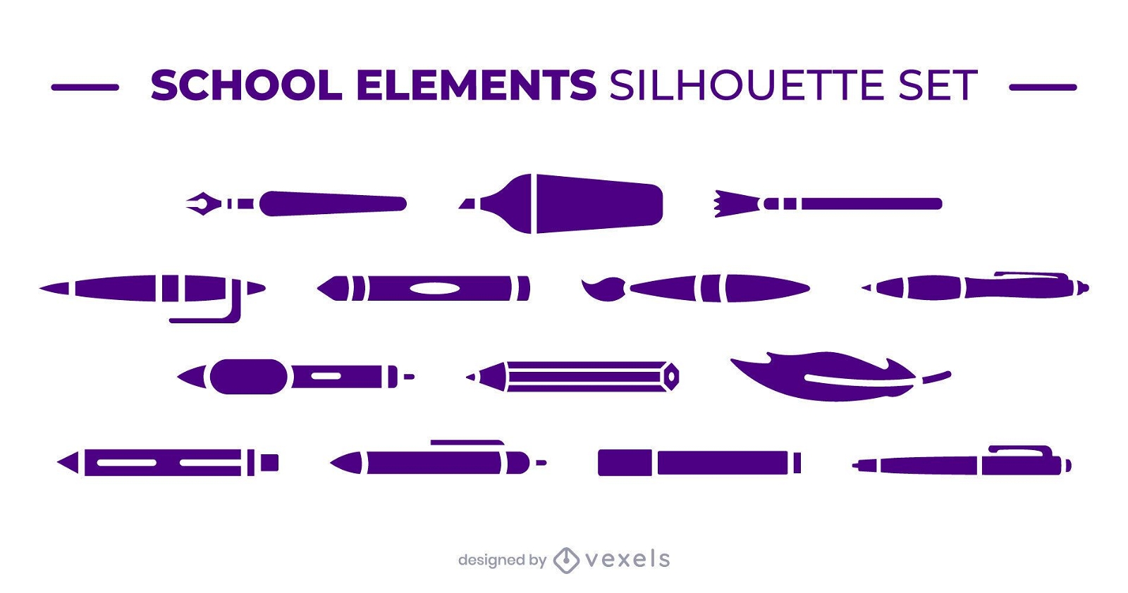 Conjunto de elementos de escrita escolar