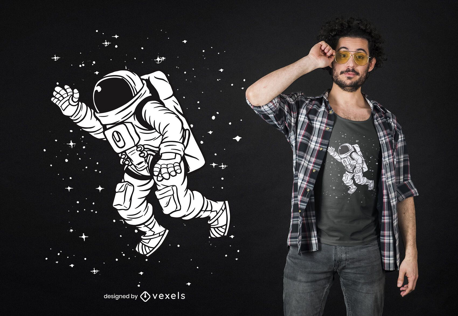 Design de camiseta de astronauta espacial