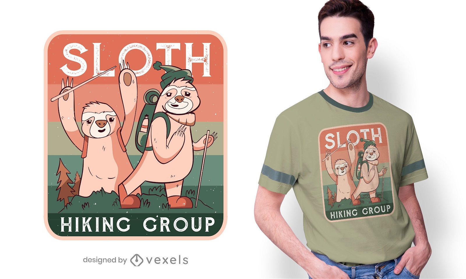 Sloth hiking club t-shirt design