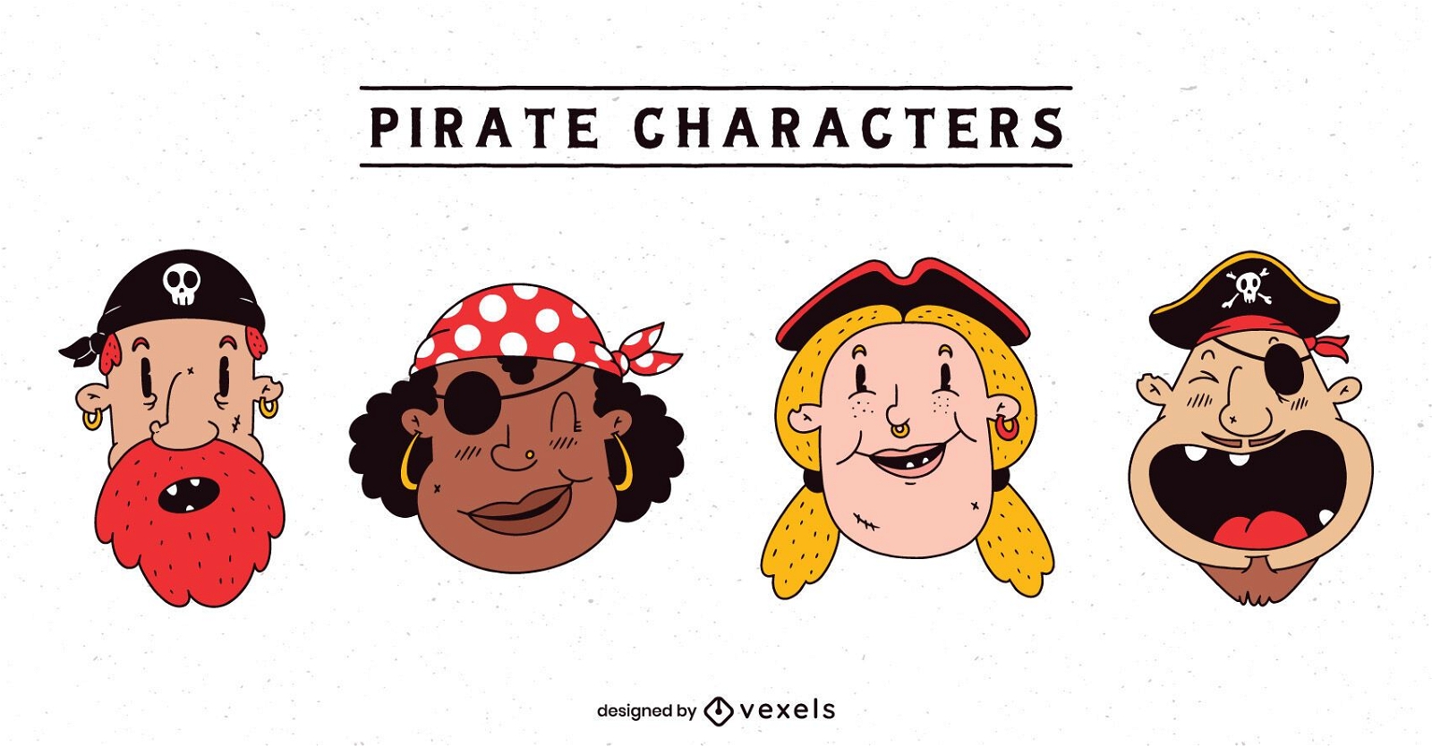 Conjunto de personajes piratas