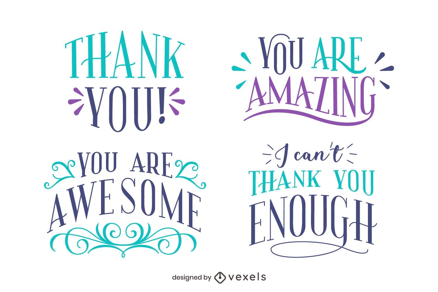 Thank you letterings set