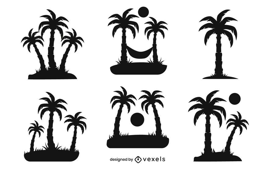 Download Palm Tree Silhouette Set - Vector Download
