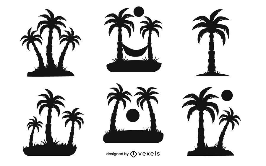 palm tree silhouette set palm tree silhouette set