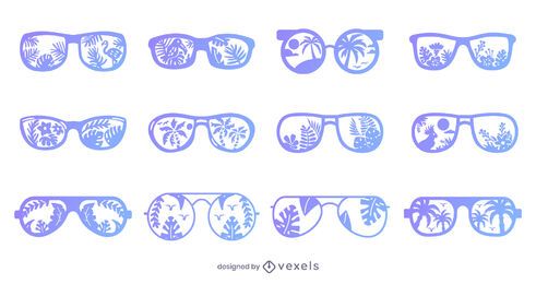 Pacote de design de óculos de sol tropicais Pacote de design de óculos de sol tropicais