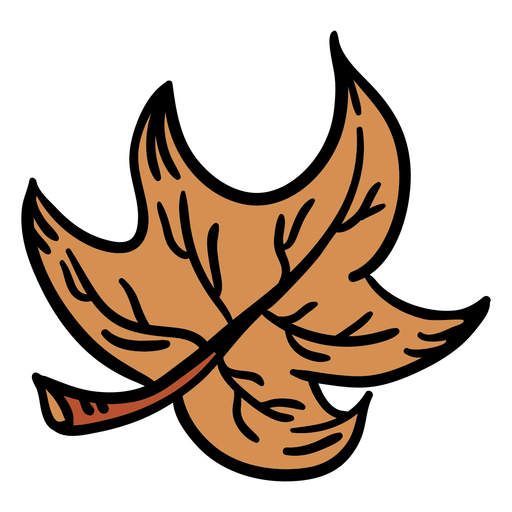 Hand drawn brown maple leaf PNG Design